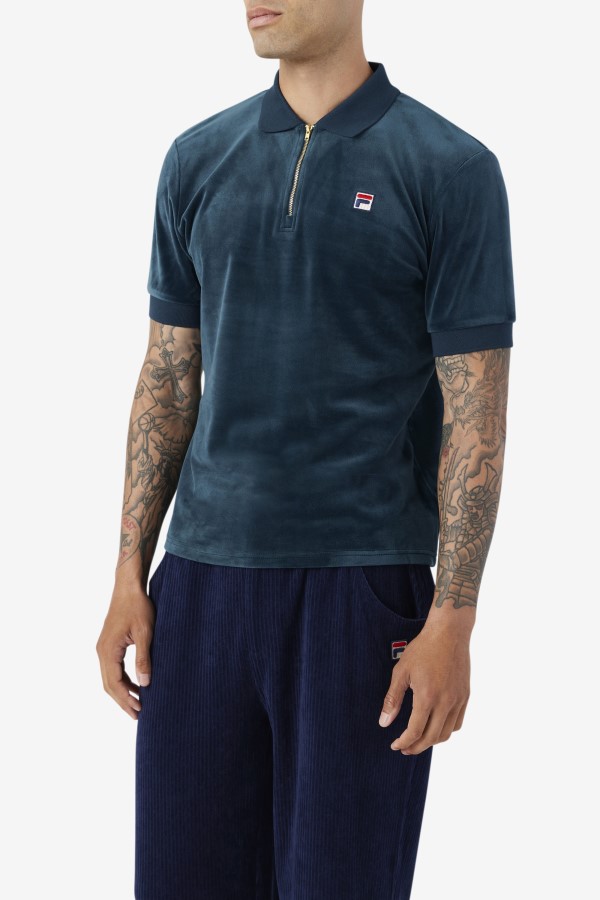 Teal Fila Devon Velour Polo