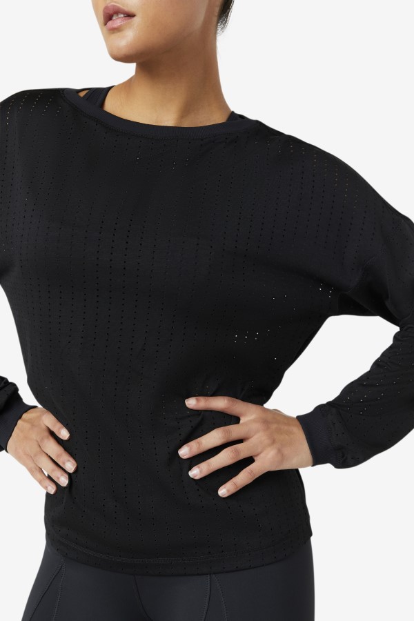Black Fi-Lux Mesh Long Sleeve Top Fila