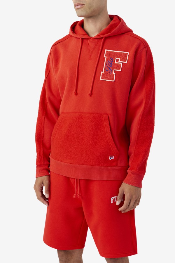 Fiery Red/Blue Fila Bryson Vintage Wash Hoodie