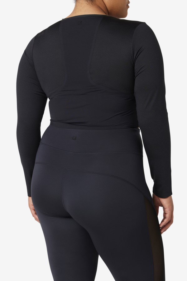 Black Uplift Long Sleeve Crop Top Fila