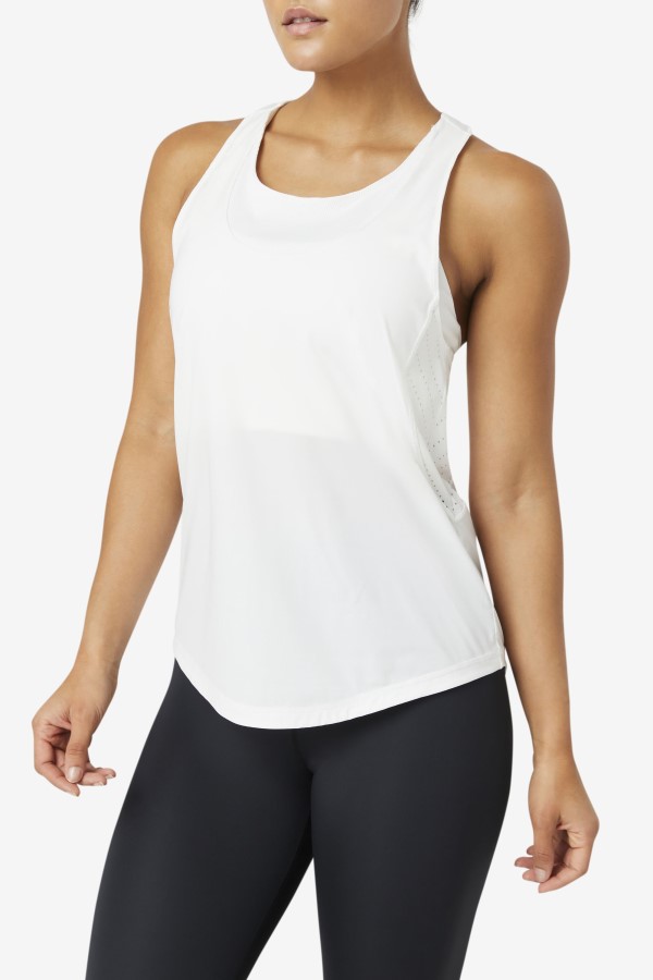 Uplift Textured Racerback Tank Top Fila White