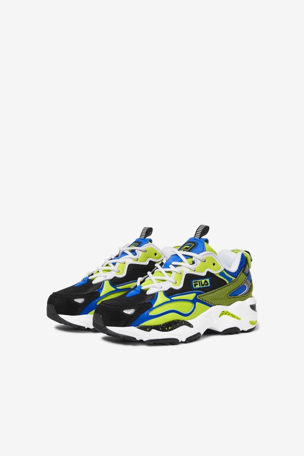 Fila Big Kids\' Ray Tracer Apex White/Black/Lime Punch