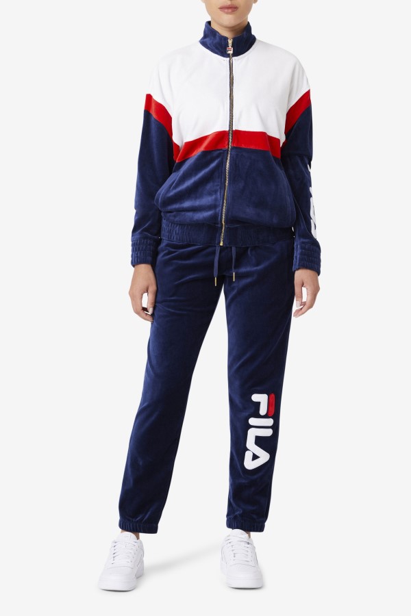 Mansur Velour Pant Navy/White/Red Fila