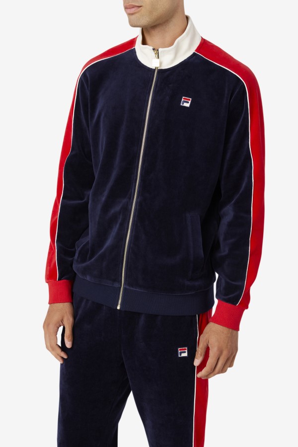 Peacoat/Gardenia/Red Fila Cima Velour Jacket