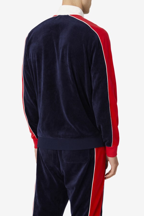 Peacoat/Gardenia/Red Fila Cima Velour Jacket