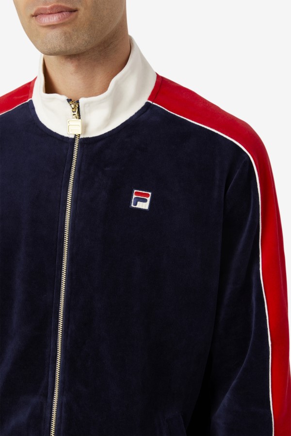 Peacoat/Gardenia/Red Fila Cima Velour Jacket