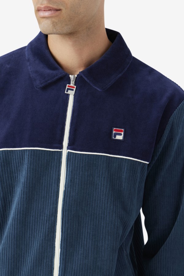 Teal/Navy/Egret Gerard Velour Jacket Fila