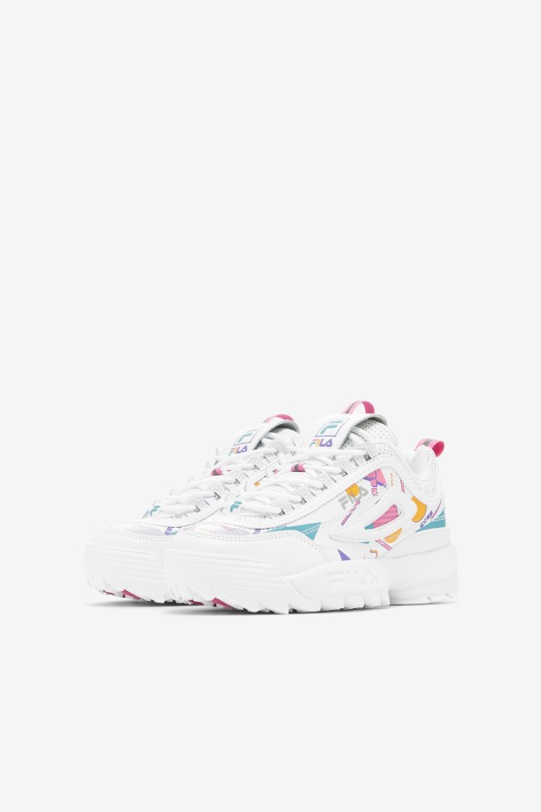 Little Kids\' Disruptor 2 Premium Fila White/Bubblegum/Blue