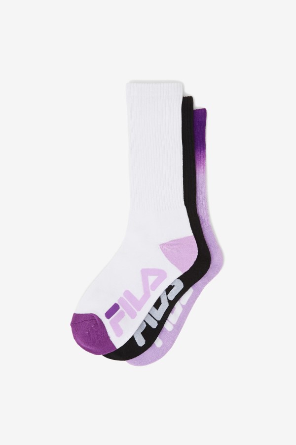Purple Women\'s Dip Dye Crew Sock 3-Pack Fila
