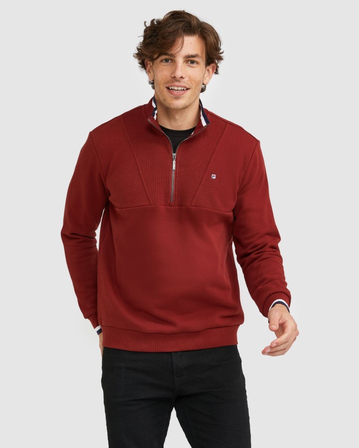 Men's Badge Qtr Zip Fila Brick