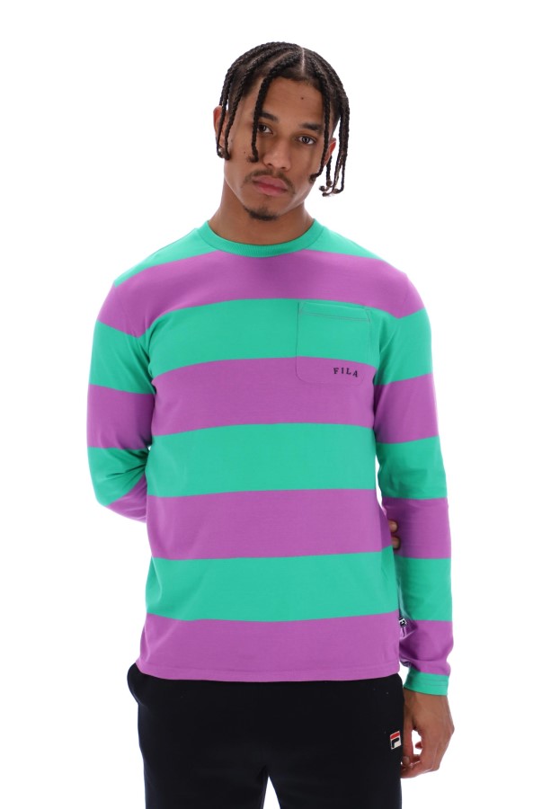 Fila Morley Unisex Oversized Stripe Long Sleeved Pocket Tee